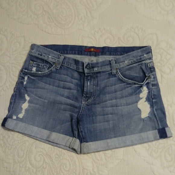7 For All Mankind Pants - 7 for all mankind denim distressed shorts